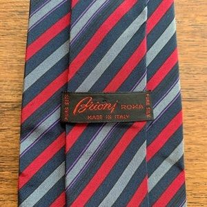 Brioni Red & Blue Striped Silk Tie